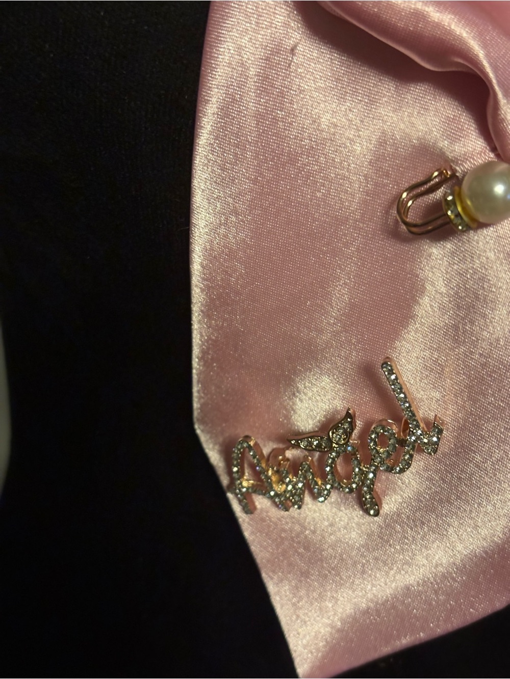 Pink Satin Beaded Pendant Necklace - Picture 4 of 5